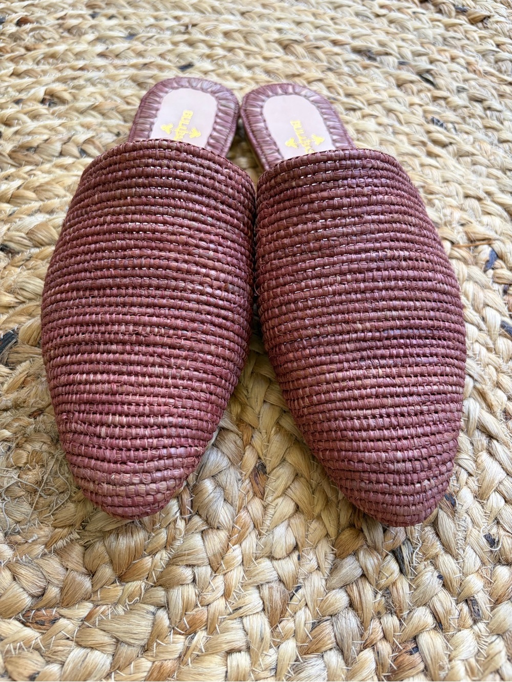 Bulibasha Babouche Mule Slip On Slide 40 EU 9-9.5 US Handwoven Red Brown NWOT - Picture 10 of 12